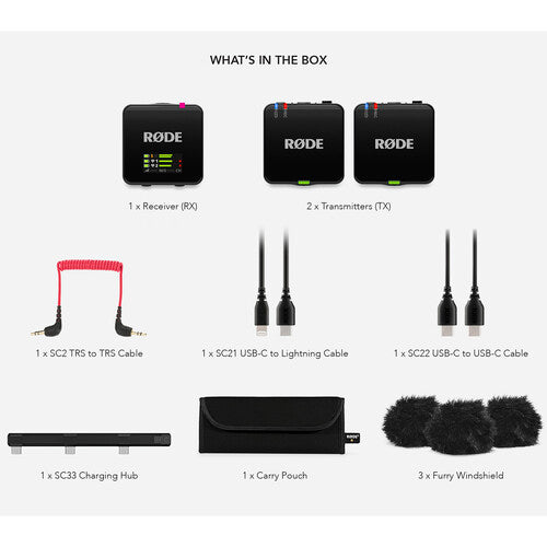 RODE Wireless GO (Gen 3) 2-Person Compact Digital Wireless Microphone System/Recorder (2.4 GHz, Black) with Two Transmitters