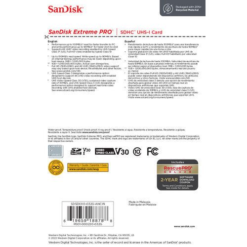 SanDisk Extreme PRO SDHC UHS-I 32GB (100 MB/s)